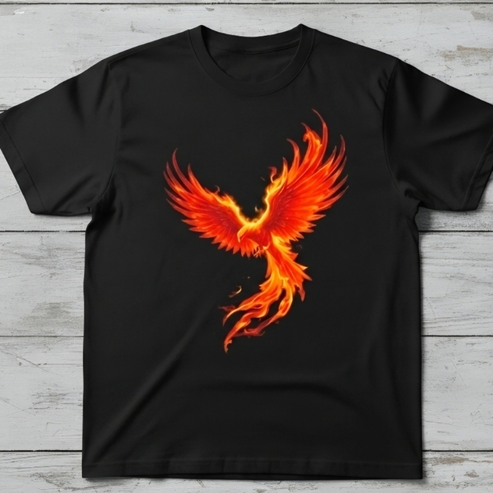 Fiery Phoenix Graphic Tee • Black Mythical Bird Shirt • Unisex Graphic T‑Shirt - Picture 5 of 14